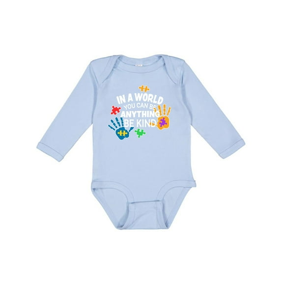 Inktastic In a World You Can Be Anything Be Kind Autism Awareness Boys or Girls Long Sleeve Baby Bodysuit