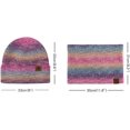 thumbnail image 2 of Classic Warm Fall Winter Hat - Soft Warm Foldable Leopard Cuff Ribbed Knit Color changing and plush two-piece set, 2 of 5