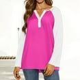 thumbnail image 5 of Hearthz Raglan Sleeve T Shirts for Women Color Block Long Sleeve Shirts for Women Casual Loose Fall V-Neck Button Henley Shirts for Women, 5 of 5