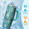 thumbnail image 4 of 30oz Merry Christmas Tumbler with Lid and Straw, Stainless Steel Cup with Handle Plaid Travel Mug, Holiday Presents, 4 of 5