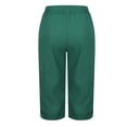 thumbnail image 6 of Bloomae Womens Summer Linen Capris Pants Causal Drawstring Elastic Waist Soft Cotton Pants Lightweight Loose Comfy Rolled-up Trim Cropped Trousers with Pockets Mint Green M, 6 of 7