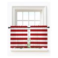 thumbnail image 2 of Red Stripes Sheer Kitchen Tier Curtains 24 Inch length, Rod Pocket Half Curtains Short Drapes, Simple Red White Texture Light Filtering Chiffon Small Window Treatments 2 Panels 27.5"W x 24"L, 2 of 7