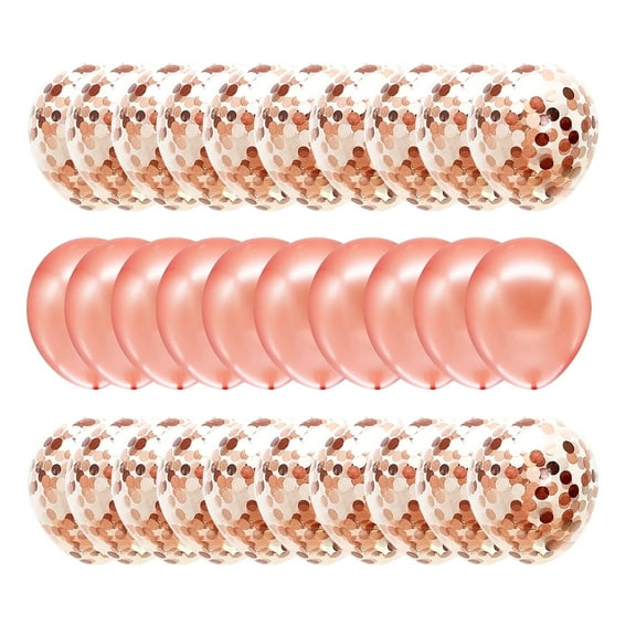 30 Pack 12 inch Rose Gold Latex Confetti Balloons, Rose Gold Balloon Kit for Birthday Party Wedding Decoration