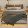 thumbnail image 5 of Floating Bed Frame, UHOMEPRO King Size Wood Platform Bed with LED Lights for Bedroom, Modern Solid Pine Wood King Bed Frame for Teens Adults, No Box Spring Needed, Easy Assembly, Gray, 5 of 12