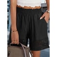 thumbnail image 6 of Women'S Casual Elastic Waist Lounge Shorts Comfy Lace Trim Summer Beach Linen Ruffle Shorts Black M, 6 of 9