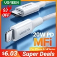 thumbnail image 2 of UGREEN MFi 20W PD USB C a Lightning Cable para iPhone 14 13 12 Pro Max Carga rápida para iPad Mini Teléfono Tipo C Cable Tan Jianjun unisex, 2 of 2