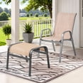thumbnail image 4 of Dovov 2 Piece Outdoor Patio Ottoman, Portable Outdoor Foot Rest Stackable Ottoman Seat Footrest Metal Textilene Patio Footstools for Recliners, Beige, 4 of 11