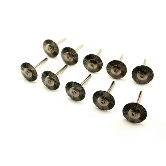 TMAX 100 pc Stainless Steel 3/4 Inch Flat Wire Brush Wheel with 1/8 Inch Shank for Dremel Rotary Tools