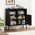 thumbnail image 2 of VERDALAY Aparador con 2 puertas Armario buffet de madera Patas de acero elevadas Armario para cubiertos Compartimentos abiertos Armario para vajilla Armario para cafetera para cocina Dormitorio, 2 of 10