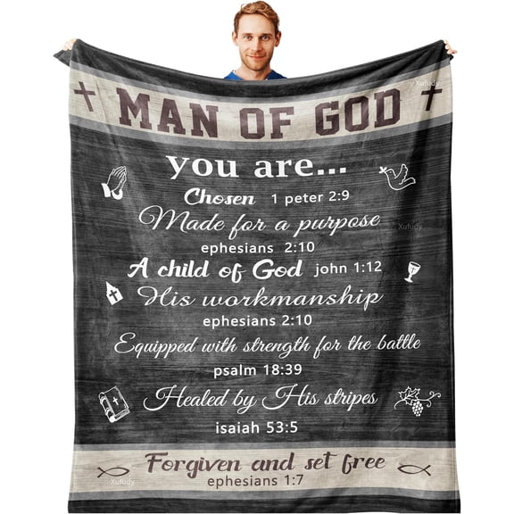 Christian Blanket 60x50in, Christian Gifts for Men, Catholic Blanket, Religious/Inspirational Gifts for Men, Mens Christian, Bible/Spiritual Gift for Men
