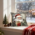thumbnail image 5 of Virelaxpo Linen Christmas Pillow Cover with Santa and Reindeer Patterns, Festive Decor for Living Room and Sofa, 5 of 6