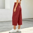 thumbnail image 5 of MXUIKV Pants for Women Plus Size Loose Fitted Drawstring Elastic Waist Wide Leg Cropped Barrel Trousers(Medium,Wine), 5 of 5
