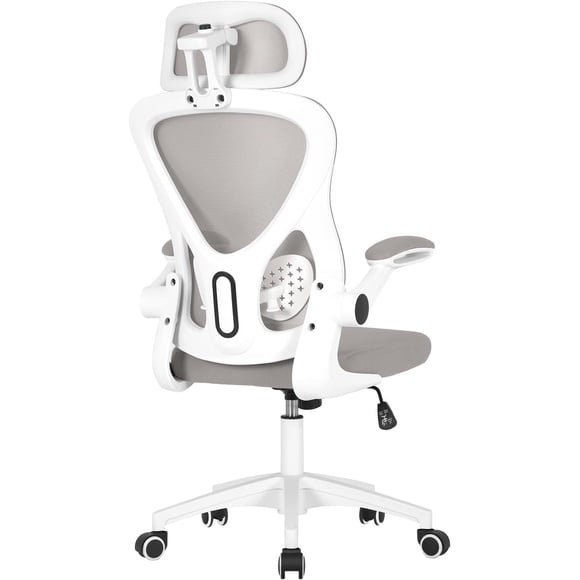BestOffice Computer Office Chair High Back Ergonomic Swivel Task, Lumbar Support Adjustable Headrest Flip-up Armrests for Home Office, Grey