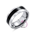 thumbnail image 4 of Bling Jewelry Mens Simple Two Tone Black Center Titanium Band Ring Silver Tone Beveled Edge 8MM, 4 of 5