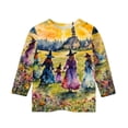 thumbnail image 3 of Abcomgle Girls Halloween Shirts 10-12 Spooky Witches Gathering Graphic Shirts for Kids Crewneck 3/4 Sleeve T-Shirts for Kid Girls Fall Funny Scary Tee Top Girls, 3 of 4