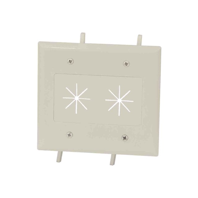 DataComm Cable Plate with Flexible Opening - Plaque Murale à Montage Affleurant - Amande Légère - 2-gang
