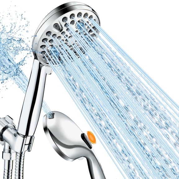 Artiqua High Pressure Handheld Shower Head with Power Wash & Pause for Tile Tub Pet Cleaning,10-Mode with Adjustable Flow, 71-inch Stainless Steel Hose, Anti-Clog Nozzles, Chrome