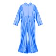 thumbnail image 6 of YIZYIF Kids Girls Metallic Long Sleeve Disco Dance Jumpsuit Bell-Bottomed Leotard Halloween Cosplay Party Dress Up Outfit Royal Blue 12, 6 of 7
