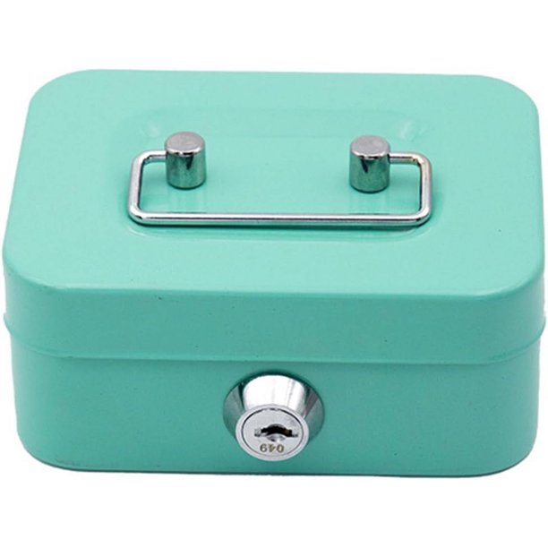 Caja fuerte pequeña con llave, hucha metálica portátil, hucha pequeña, caja de seguridad con cerradura y ranura, caja de seguridad con llave, hucha metálica para la recolección diaria de monedas,