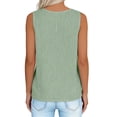 thumbnail image 4 of FAVIPT Débardeurs en Coton pour Femmes Col Ras du Cou Sans Manches Chemises à Rayures Légères Fluides d'Été Décontractées Tuniques Douces T-Shirts Vert,TTG, 4 of 8