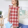 thumbnail image 4 of Fotbe Red Plaid Daisy Vestido de Dormir para Niñas de 3 a 10 Años, Mangas Cortas, Estilo Princesa, Pijama Camisón con Mangas Voladas-Small, 4 of 6