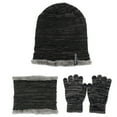 thumbnail image 5 of Ketyyh-chn99 Women Hat Gloves and Scarf Sets Men Winter Solid Color Warm Ear Protection Cold Knitted Hat Glove Scarf 3PCS Set,Black, 5 of 5