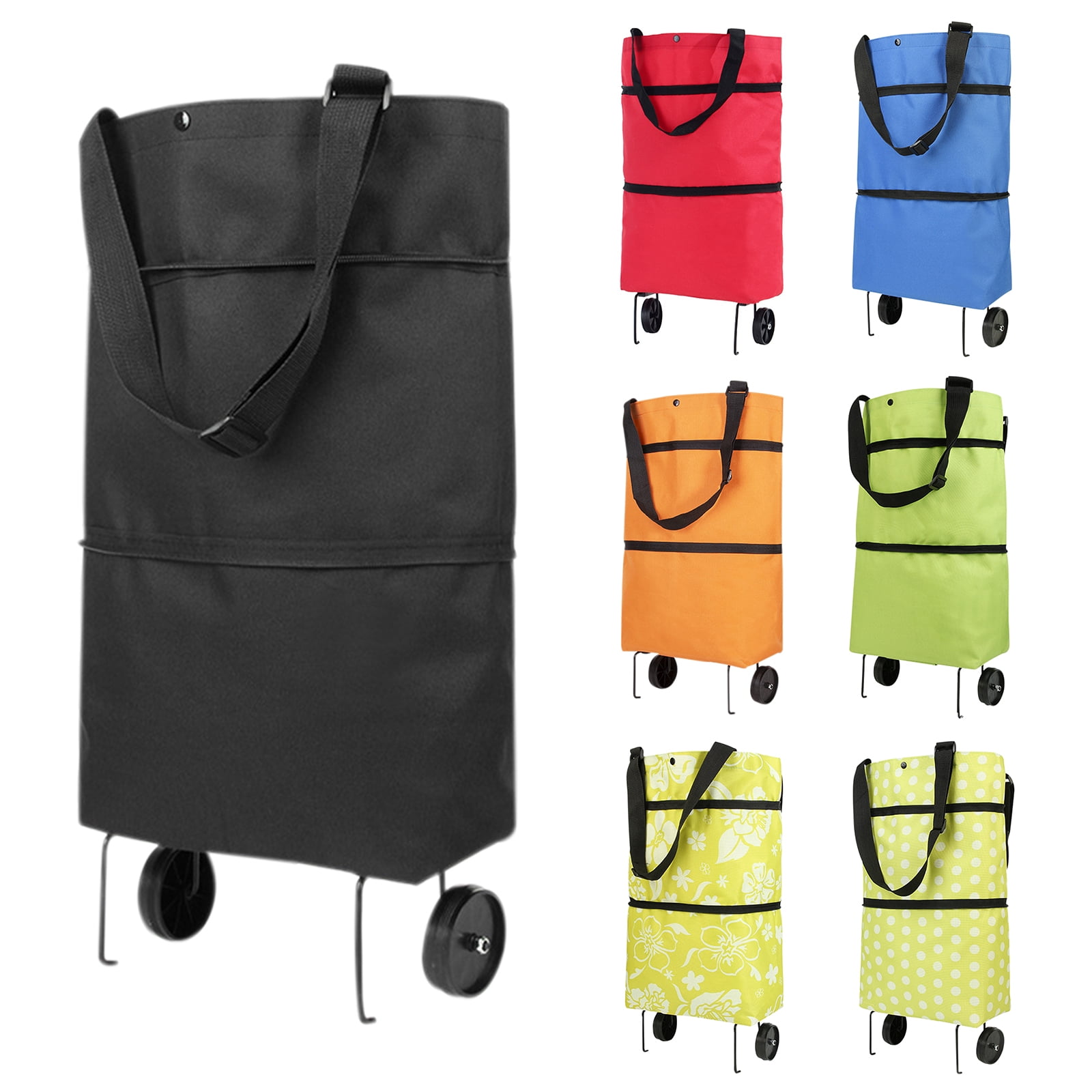 Smrinog Collapsible Trolley Bags, Shopping Bag with Wheels, Grocery