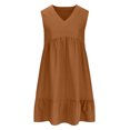 thumbnail image 4 of Summer Dresses for Women 2025 Fashion Plus Size Trendy Clothes 2025 V-neck Loose Solid Color Pleated Casual High Waisted Lace Sleeveless Up to 65% off!, 4 of 6