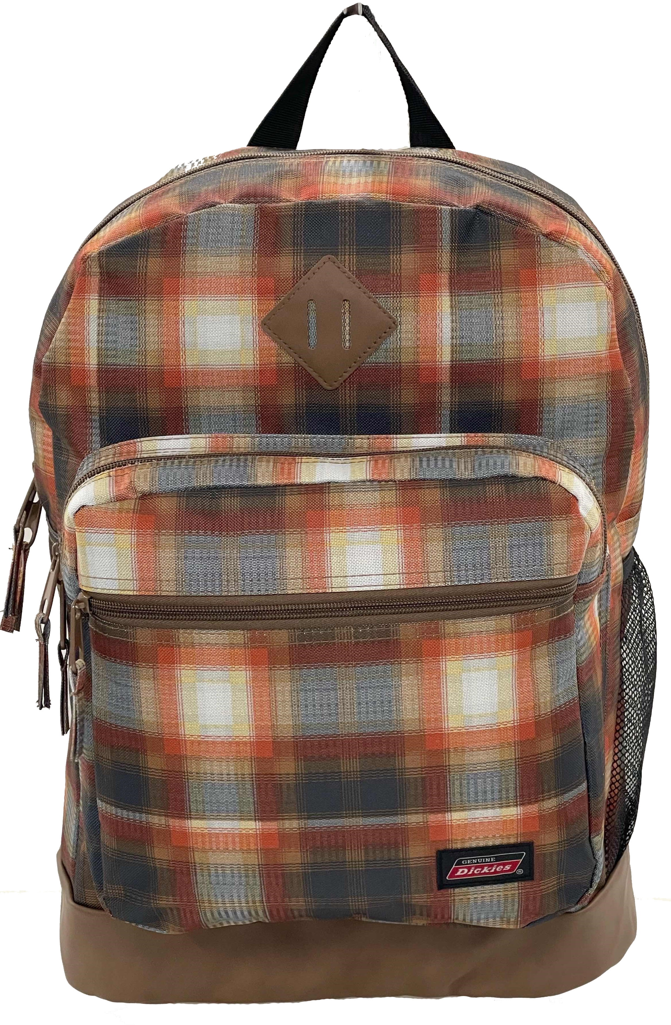 Genuine Dickies Unisex Varsity 17" Laptop Backpack Vintage Plaid Brown