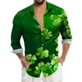 thumbnail image 3 of PMUYBHF Male St. Patricks Day Male St. Patricks's Day Long Sleeve Shirt Autumn Casual 3D Printing Hawaii Long Sleeve Shirts Tops GN9 M, 3 of 4