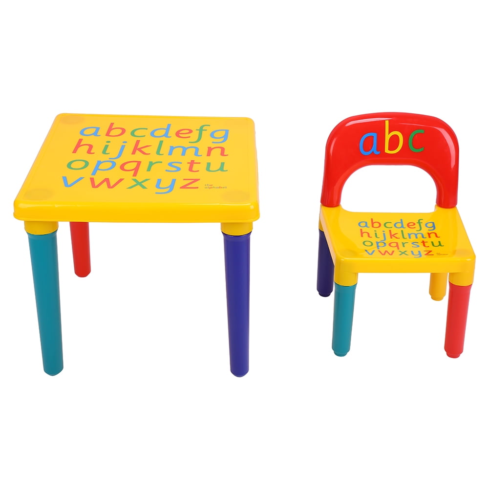 Plastic Kids Table And Chairs Play Set Toddler Toy Activity Furniture In-Outdoor