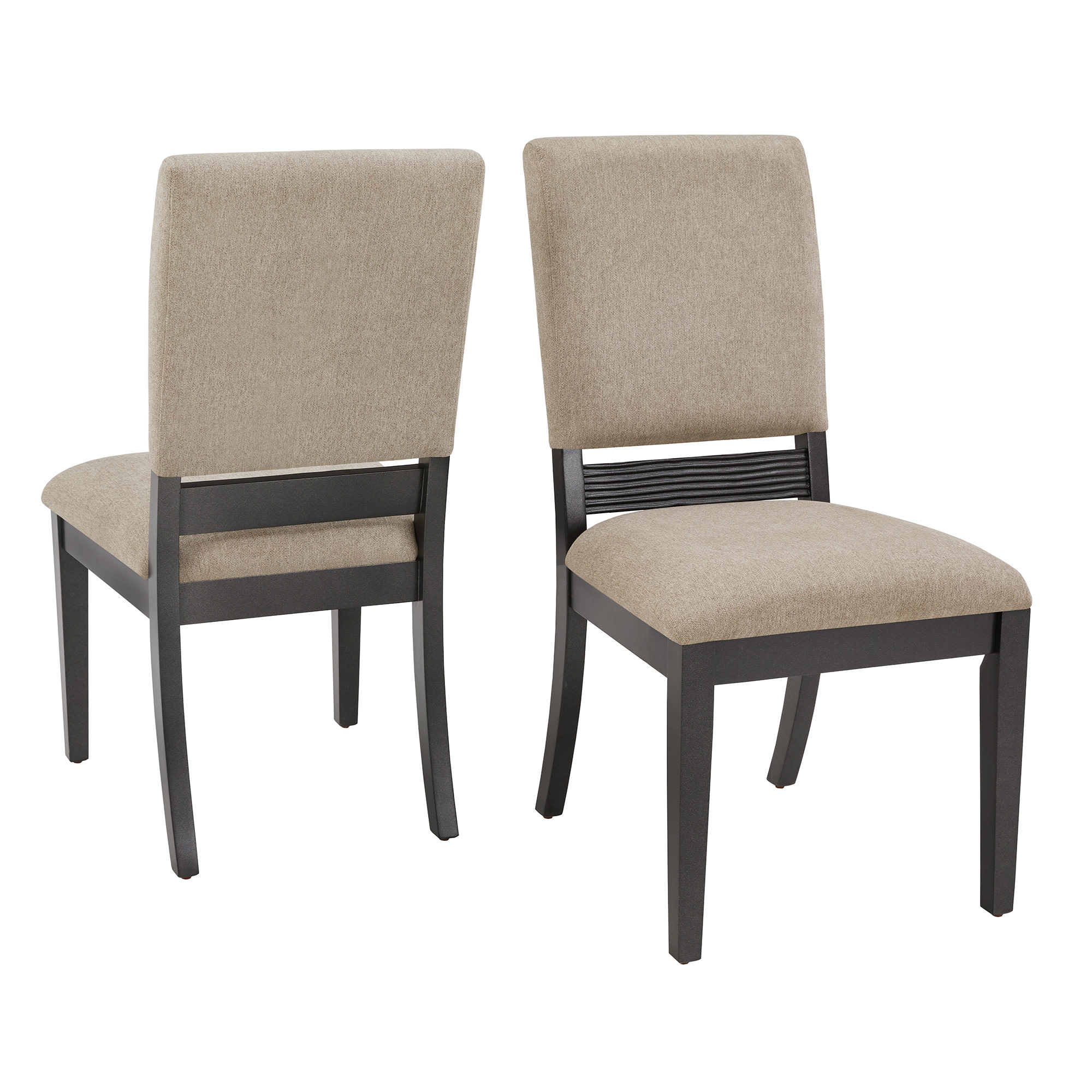 Weston Home Cuenca Black Finish Light Gray Linen Dining Chair, Set of 2