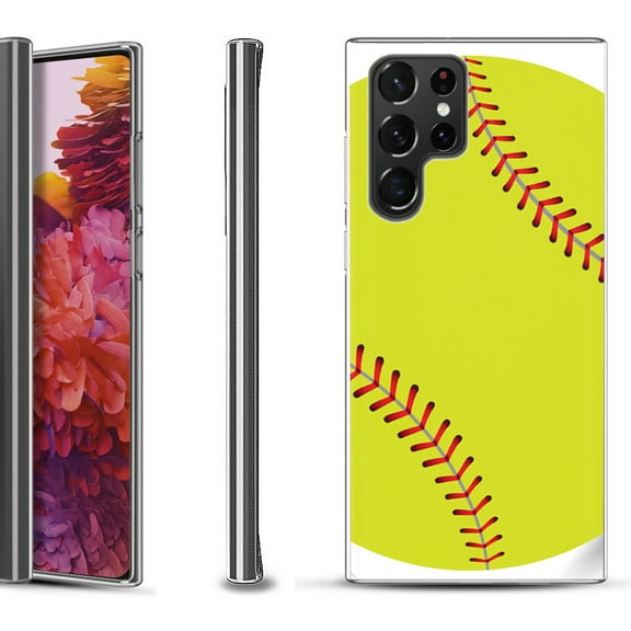 Slim-Fit Fashion Gel Phone Case for Samsung Galaxy S22 Ultra 5G, by OneToughShield ® - Softball Green