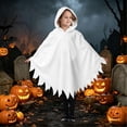 thumbnail image 2 of Yuncity Kids Halloween Cape Ghost Print Hooded Sleeveless Cloak Cozy Lightweight Fall Winter Poncho Holiday Party Stage Performance White, 2 of 8