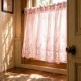 thumbnail image 3 of THOPBPRK Lace Kitchen Cafe Curtains Rod Pocket Sheer Curtains Fresh Small Window Short Drapes Delicate Light Filtering Voile Valances for Bathroom Living Room and RV Window , 1Pack Dark Green, 3 of 7