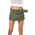 thumbnail image 1 of hirigin Women Denim Skirts Solid Color Pockets Mini Pencil Skirt Summer Wrapped Hip Fashion Short Skirts with Belt, 1 of 7