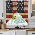thumbnail image 4 of Vintage American Flag Kitchen Window Curtains, Swag Curtains Valance for Bedroom Living Room Bathroom, Retro US Flag White Red Blue Rod Pocket Window Treatment Curtain Block Drapes 2 Panels 36"x36", 4 of 9