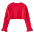 thumbnail image 6 of GYRATEDREAM Girls' Knitted Bolero Cardigan Sweater Kids Long Sleeve Button Closure Cropped Knitwear Cover Up for 8-9Y Red, 6 of 9
