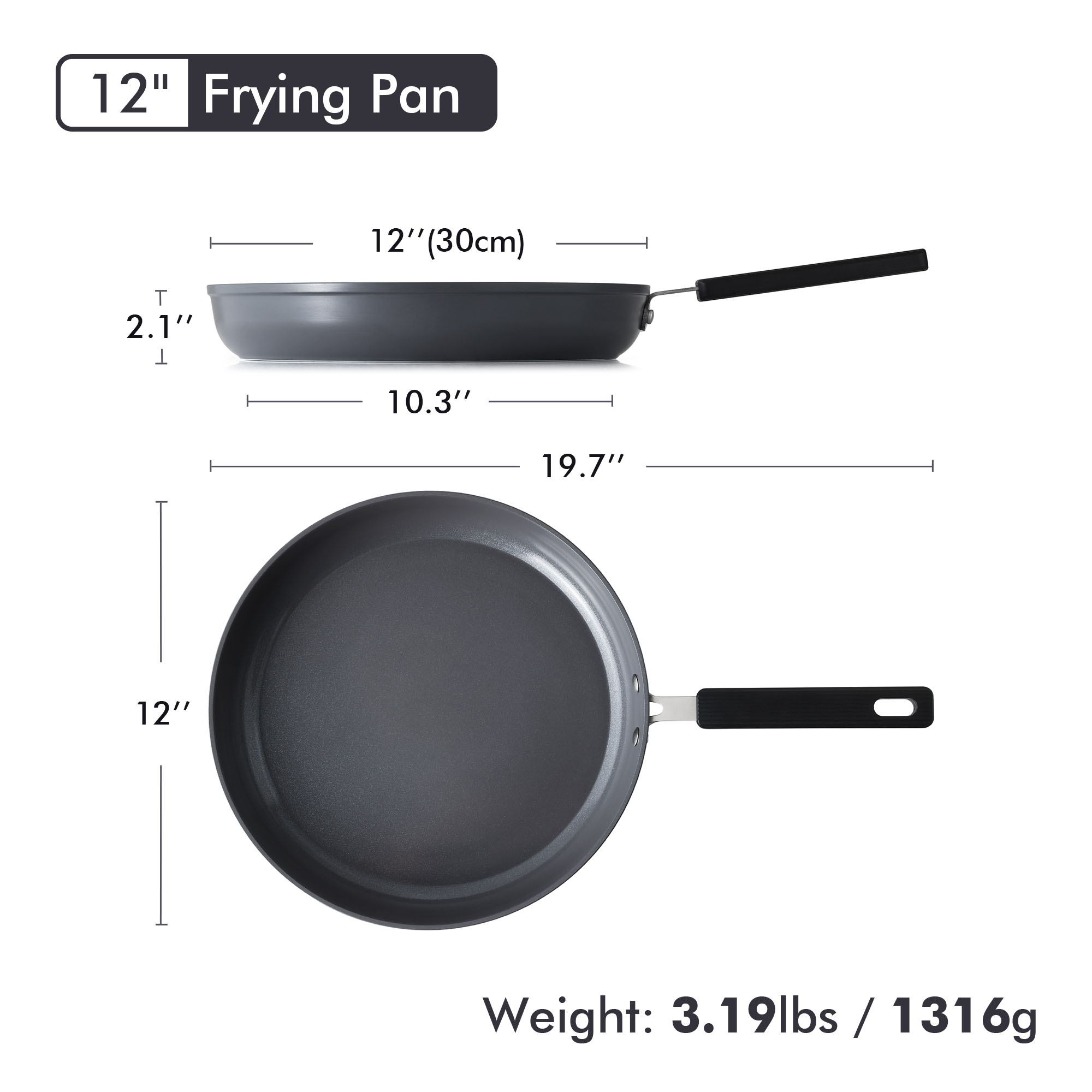 Sensarte 12-Inch Ceramic Nonstick Frying Pan, Gray photo 5