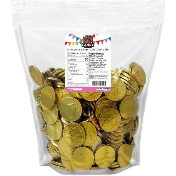 Candy Crate Chocolate Large Gold Coins 5lb Bag