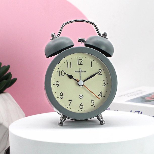 Reloj despertador para dormitorio Saytay, reloj despertador con timbre de metal, reloj de escritorio para decoración del hogar para estudiantes (hy)