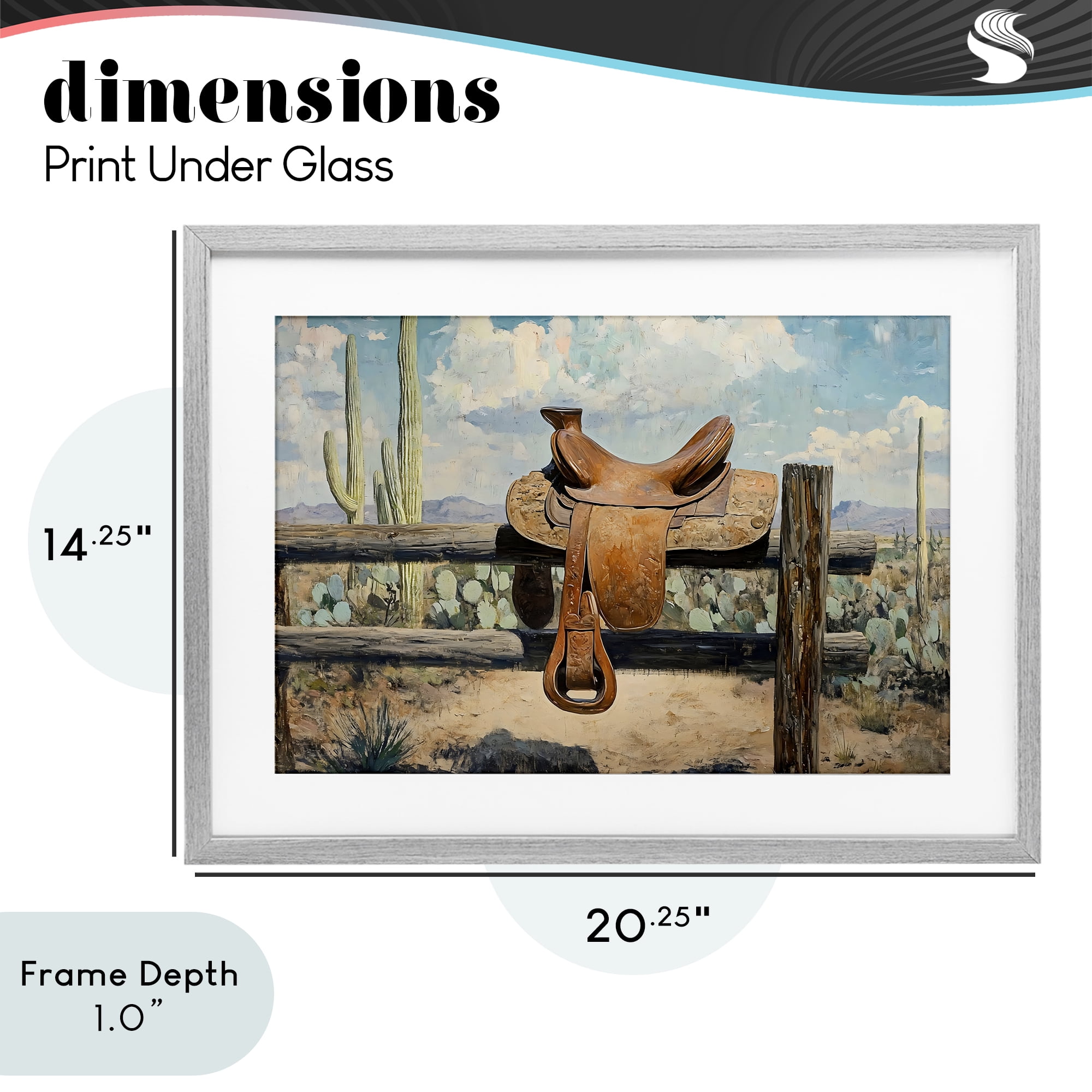 Stupell Industries Saddle on Desert Fence Gray Framed Print Under Glass, design by Franklyn Gregory