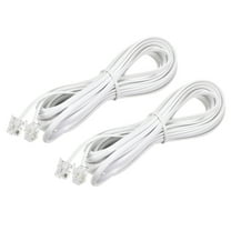 Uxcell Phone Extension Cord Telephone Cable Phone Line Cord RJ11 6P4C Plugs, Male to Male for Phone and Fax 2pcs White 15 ft