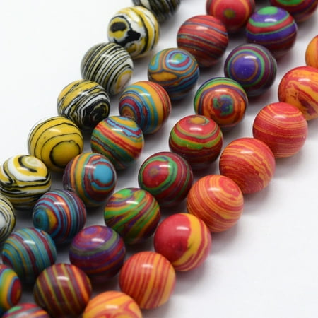 5Strand Malachite Beads Strands Dyed Round Mixed Color 6mm Hole: 0.5mm about 63pcs/strand 14.96 inch(38cm)
