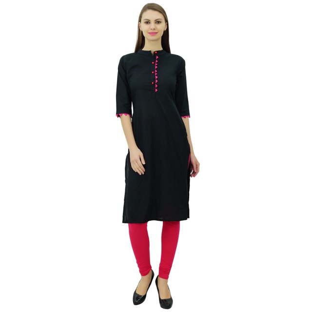 Phagun Kurti Uni en Coton Tunique de Designer Col Mandarin Kurta Ethnique Décontractée Blouse