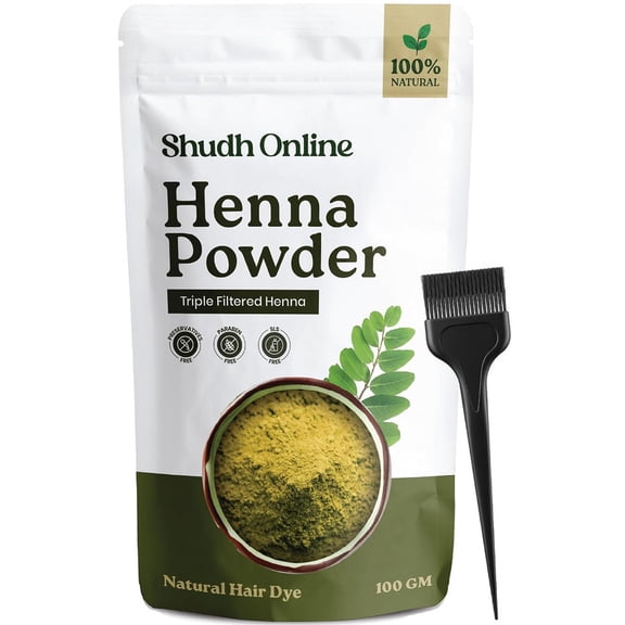 Henna Powder for Hair Color Dye & Skin - Natural Triple Sifted Rajasthani Mehndi Hena (3.5oz 100g) Tinte Natural Gena Para el Cabello (Lawsonia Inermis) | Red, Light & Brown hennah