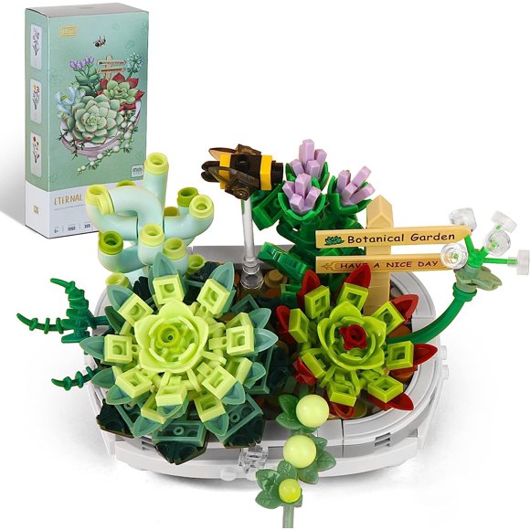 Mini Bricks Succulent Plant Collectible Model Building Kits ABS, 389 Pieces