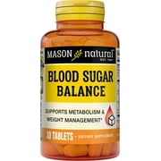 Mason Natural Blood Sugar Balance Formula with Chromax, Bittermelon & Gymnema - For Overall Health, 30 Tablets