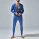 thumbnail image 1 of Pijama ajustado de poliéster para hombre, de color liso, con cuello redondo, manga larga y botones, a la moda, 1 of 7