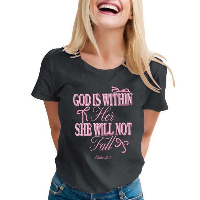 VJATTWR Hauts à Manches Courtes pour Femmes T-Shirt Décontracté Imprimé Col Rond Manches Courtes TTG